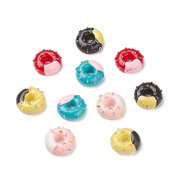 (Defective Closeout Sale: Slight Peeling Paint) Spray Painted Resin Cabochons, Donut, Mixed Color, 23x22x8mm