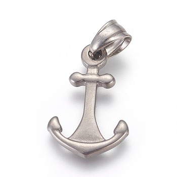 304 Stainless Steel Pendants, Anchor, Stainless Steel Color, 22.5x15x1.5mm, Hole: 4.5x5.5mm