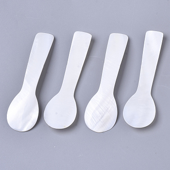 Natural Freshwater Shell Spoons, Mother of Pearl Caviar Spoons, Seashell Color, 71~72x20~21x3mm