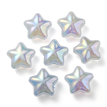UV Plating Rainbow Iridescent Imitation Jelly Acrylic Beads, Star, Cornflower Blue, 19x20x9mm, Hole: 2mm