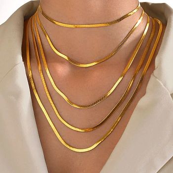 304 Stainless Steel Snake Chain Necklaces for Women, Golden, 2mm, 21.65 inch(55cm)