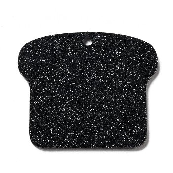 Acrylic Pendants, with Glitter Powder, for DIY Making Keychain, Toast, Black, 49.5x41.5x2mm, Hole: 3mm