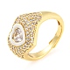Enamel Heart Adjustable Ring with Clear Cubic Zirconia(RJEW-Q781-01G-04)-1