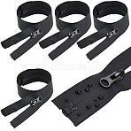 Nylon Zipper Sewing Accessories, with Alloy Zipper Puller, for DIY Woven Bag, Black, 420x32x2.6mm(FIND-WH20001-66A)