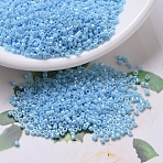 MIYUKI Delica Beads, Cylinder, Japanese Seed Beads, 11/0, (DB0164) Opaque Turquoise Blue AB, 1.3x1.6mm, Hole: 0.8mm, about 2000pcs/10g(X-SEED-J020-DB0164)