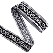 Iron on/Sew on Polyester Embroidery Flower Ribbon, Clothes Accessories, Silver, 1-7/8 inch(48mm), about 4.16 Yards(3.8m)/Roll(OCOR-WH0078-178A-01)