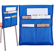 Oxford Cloth Chair Back Storage Buddy Pocket Chart, Seat Organizer Bag with Blank Name Tags for Classroom, Blue, 49x42x0.2cm(AJEW-WH0314-191D)