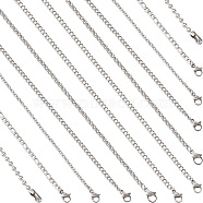 30Pcs 6 Style 304 Stainless Steel Chains Necklace, including Ball Chain, Curb Chain, Figaro Chain, Rolo Chain, Cable Chain, Stainless Steel Color, 17 inch~18 inch(43.2cm~45.7cm), 5pcs/style, 1 style/bundle(STAS-BT0001-13)