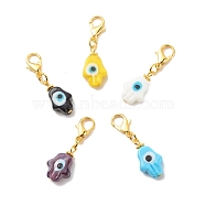 Lampwork Pendant Decoration, with Zinc Alloy Lobster Claw Clasps, Mixed Color, 38mm(HJEW-JM00694)