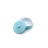Mini Alloy Stockpot with Lid, for Dollhouse Accessories Pretending Prop Decorations, Cyan, 25x20x14mm(BOTT-PW0001-252A)