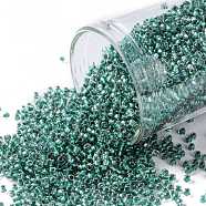 TOHO Round Seed Beads, Japanese Seed Beads, (264) Inside Color AB Crystal/Light Sea Green Lined, 15/0, 1.5mm, Hole: 0.7mm, about 15000pcs/50g(SEED-XTR15-0264)