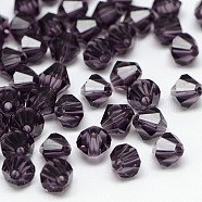 Imitation 5301 Bicone Beads, Transparent Glass Faceted Beads, Indigo, 4x3mm, Hole: 1mm, about 720pcs/bag(GLAA-F026-A11)