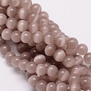 Cat Eye Bead Strands, Round, Rosy Brown, 10mm, Hole: 1.5mm, about 40pcs/strand, 15.5 inch(X-CE-M011-10mm-26)