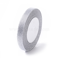 Glitter Metallic Ribbon, Sparkle Ribbon, DIY Material for Organza Bow, Double Sided, Silver Metallic Color, Size: about 1/2 inch(12mm) wide, 25yards/roll(22.86m/roll), 10rolls/group, 250yards/group(228.6m/group).(RS12mmY-S)