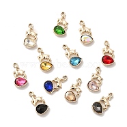 UV Plating Alloy Glass Pendants, Golden, Sheep with Teardrop Charms, Mixed Color, 20x10x4mm, Hole: 1.7mm(PALLOY-M209-03G)