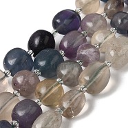 Natural Fluorite Beads Strands, with Seed Beads, Nuggets, Tumbled Stone, 6.5~12.5x6.5~13x6~15mm, Hole: 1.2mm, about 34pcs/strand, 14.96''(38cm)(G-Q169-E07-01)