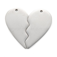 304 Stainless Steel Split Pendants, Double Heart , Stainless Steel Color, 31.5x33.5x1.4mm, Hole: 1.6mm(STAS-G251-07C-P)