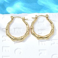 304 Stainless Steel Hoop Earrings for Women, Ion Plating(IP), Bamboo, Real 18K Gold Plated, 24.5x22x3mm(EJEW-L296-082G)