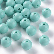 Opaque Acrylic Beads, Round, Pale Turquoise, 12x11mm, Hole: 1.8mm, about 566pcs/500g(MACR-S370-C12mm-SS2107)