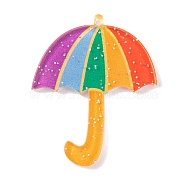 Rainbow Theme Acrylic Pendants, Umbrella, 40.5x33x2.5mm, Hole: 1.4mm(MACR-U003-01F)