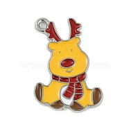 Christmas Theme Spray Painted Alloy Enamel Pendants, Platinum, Reindeer, 25.5x18x1.5mm, Hole: 1.8mm(ENAM-Z020-02C)