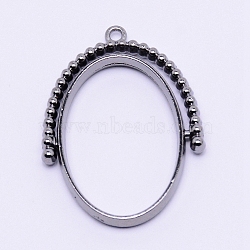 Alloy Open Back Bezel Pendants, Rotatable Pendants, For DIY UV Resin, Epoxy Resin, Pressed Flower Jewelry, Lead Free & Cadmium Free, Oval, Gunmetal, 38.5x29x4mm, Hole: 1.8mm(PALLOY-WH0071-61B-RS)