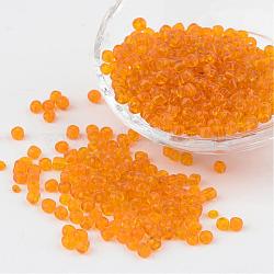 6/0 Glass Seed Beads, Transparent, Round, Orange, 4mm, hole: 1.5mm, about 496pcs/50g(X-SEED-A004-4mm-9)