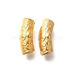 Ion Plating(IP) 304 Stainless Steel Curved Tube Beads, Flower, Real 18K Gold Plated, 15x5mm, Hole: 1.8mm(STAS-I321-26G)