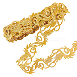 4M Iron on/Sew on Polyester Flower Lace Ribbon, for Garment Accessories, Gold, 2 inch(50mm), about 4.37 Yards(4m)/pc(OCOR-WH0088-48A)