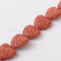 Synthetic Lava Rock Bead Strands, Heart, Dyed, Red, 20x20x7mm, Hole: 1mm, about 20pcs/strand, 15.3 inch(G-N0114-12)