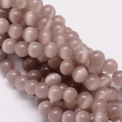 Cat Eye Bead Strands, Round, Rosy Brown, 10mm, Hole: 1.5mm, about 40pcs/strand, 15.5 inch(X-CE-M011-10mm-26)