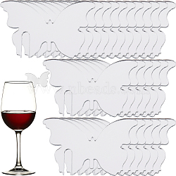 Acrylic Mirror Wine Glass Charms, Goblet Marker, Butterfly, Silver, 33.5x53.5x1.5mm, 30pcs/box(AJEW-SC0002-52)