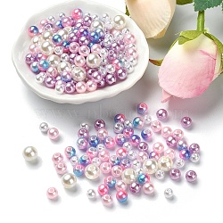 5 Colors ABS Plastic Imitation Pearl Beads, Round, Pink, 5~8x5~8mm, Hole: 1.5~2.3mm(KY-YW0001-63E)