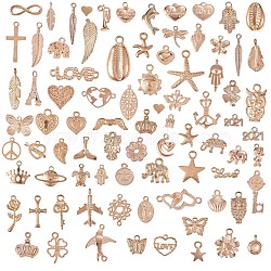 96Pcs Alloy Pendants, for Jewelry Necklace Bracelet Earring Making Crafts, Mixed Shapes, Golden, 7~21x8~12mm(JX212A)