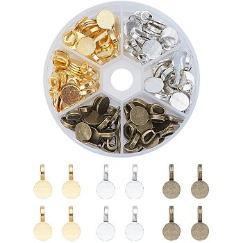 Tibetan Style Alloy Glue-on Flat Pad Bails, Pendant Bails, Flat Round, Mixed Color, 18x10x5.5mm, Hole: 6x3.5mm