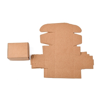Kraft Paper Gift Box, Mailing Boxes, Folding Boxes, Rectangle, BurlyWood, 8x6x4cm