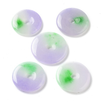 Dyed Natural White Jade Pendants, Donut Charms, Medium Purple, 28.5~34x5mm, Hole: 5mm
