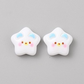 Resin Cabochons, Star, Light Sky Blue, 13.5x13x5.5mm