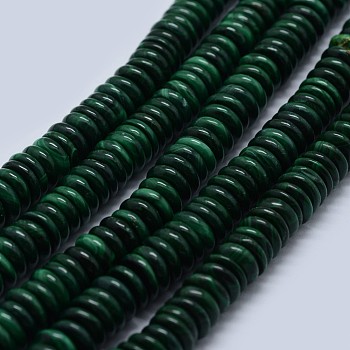 Natural Malachite Beads Strands, Heishi Beads, Disc/Flat Round, 8x2.5~3mm, Hole: 1mm, about 140pcs/strand, 15.7 inch(40cm)