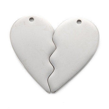 304 Stainless Steel Split Pendants, Double Heart , Stainless Steel Color, 31.5x33.5x1.4mm, Hole: 1.6mm