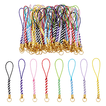 80Pcs 8 Colors Braided Nylon Cord Mobile Straps, Mixed Color, 8.3cm
