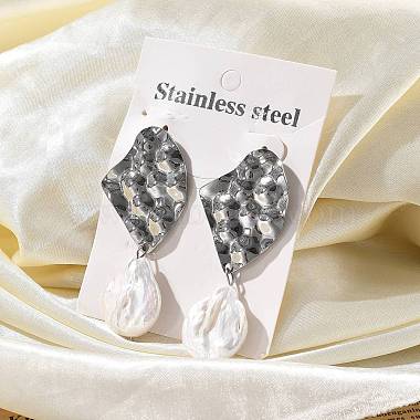 White Teardrop 304 Stainless Steel Stud Earrings