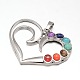 Chakra Jewelry Brass Gemstone Heart Pendants(KK-J298-25-NR)-1
