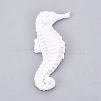 Resin Cabochons, Sea Horse, White, 63.5x30x9mm(RESI-WH0002-02)