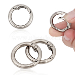 32Pcs Alloy Spring Gate Rings, Round Ring, Platinum, 25mm(FIND-ME0003-23P)