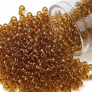 TOHO Round Seed Beads, Japanese Seed Beads, (2C) Transparent Topaz, 8/0, 3mm, Hole: 1mm, about 222pcs/10g(X-SEED-TR08-0002C)