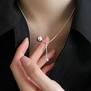 Ball Titanium Steel Pendant Necklaces, Fashionable and Versatile Women's Accessory, Stainless Steel Color, (BA8340-2)