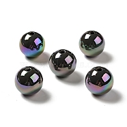 UV Plating Rainbow Iridescent Acrylic Beads, Round, Dark Gray, 15~15.5x15.5~16mm, Hole: 2.7mm(PACR-D070-01O)