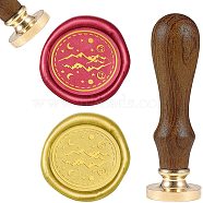 DIY Scrapbook, Brass Wax Seal Stamp and Wood Handle Sets, Mountain, Golden, 8.9x2.5cm, Stamps: 25x14.5mm(AJEW-WH0100-702)