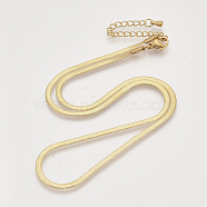 Brass Herringbone Chains Necklaces, with Lobster Claw Clasps, Nickel Free, Real 18K Gold Plated, 16.3 inch(41.6~41.9cm), 2.5x0.5mm(X-KK-T048-38G-NF)